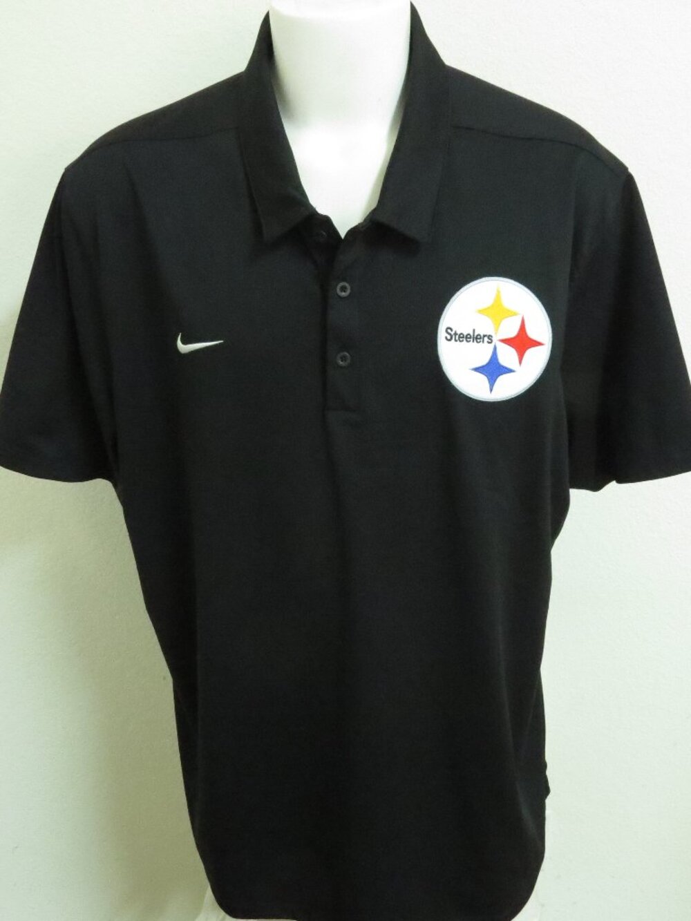 2XL STEELERS Black Nike Dri-Fit Men's #33L Polo Shirt